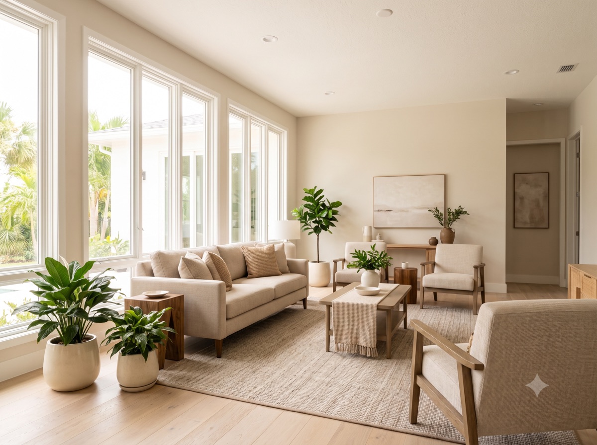 Sala moderna y luminosa de una casa en Florida