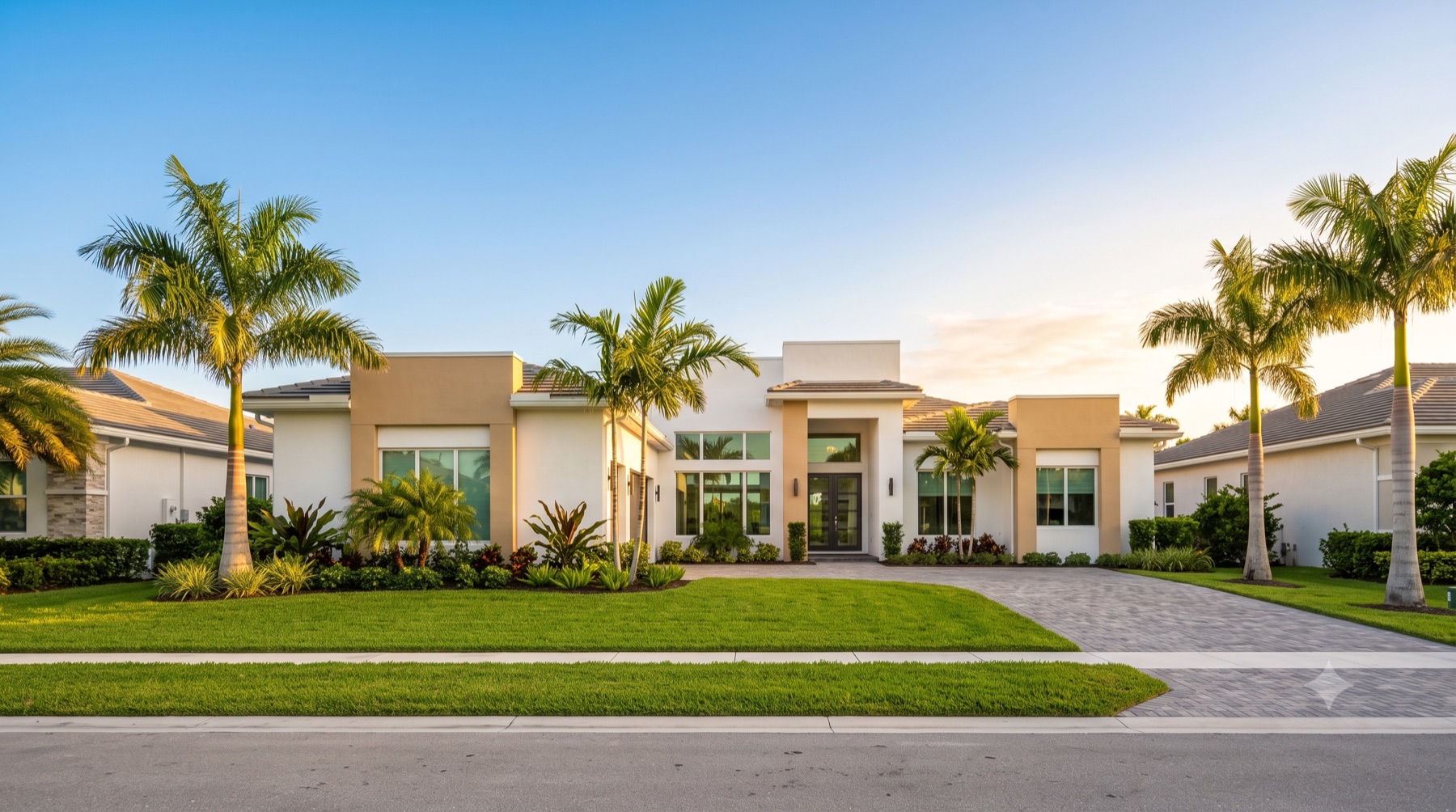 Casa moderna en Florida al atardecer